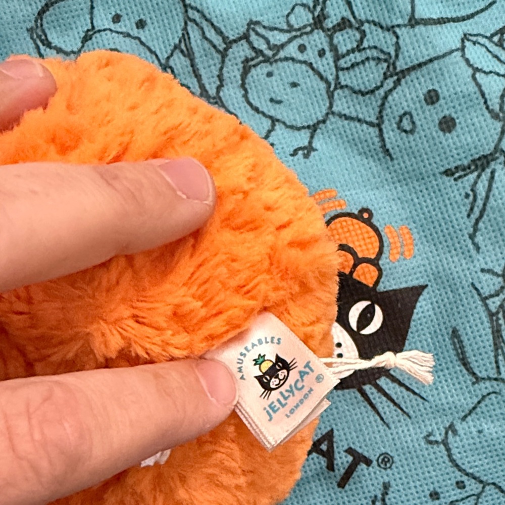 Jellycat Blue Drawstring Bag with Orange Details - Picture 2 of 3